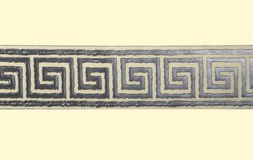 Dekorband Mäander, silber auf transparent