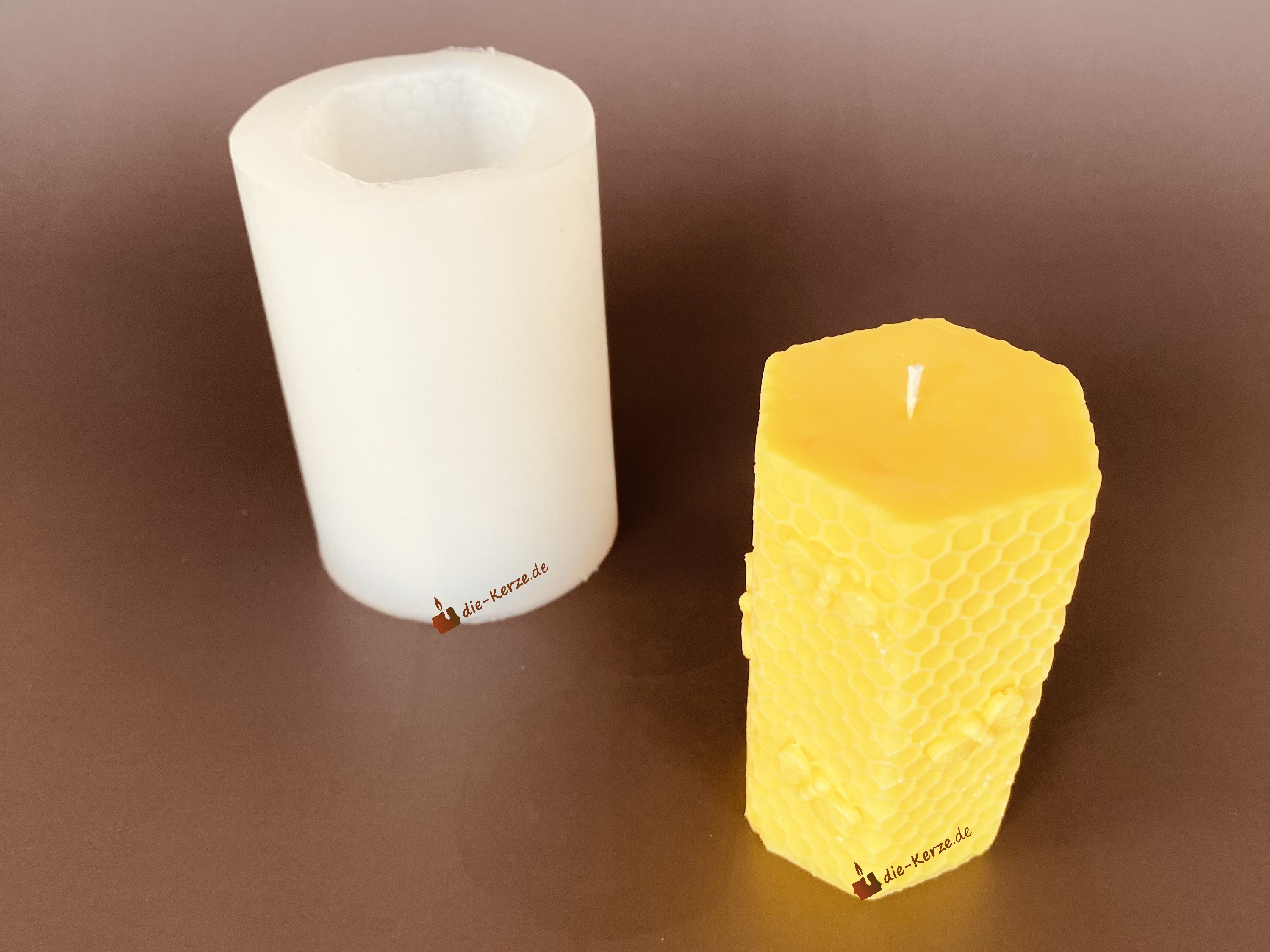 K7087 Silikonform Wabenkerze mit Biene hexagonisch 01