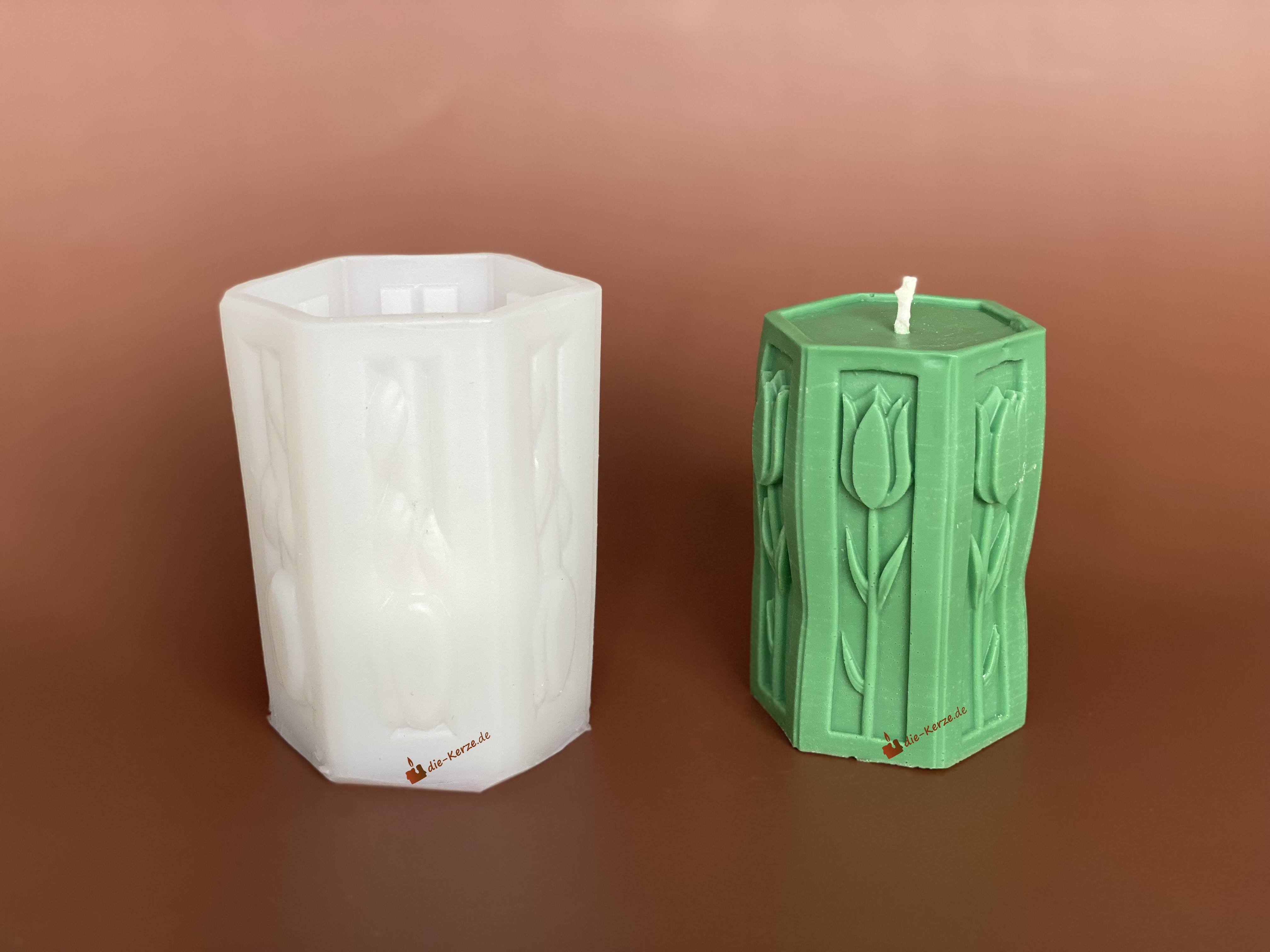 Silikonform Tulpenmotiv um eigene Kerzen mit dieser flexiblen Form herzustellen