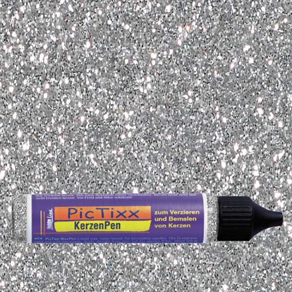 Kerzen-Pen Glitter silber