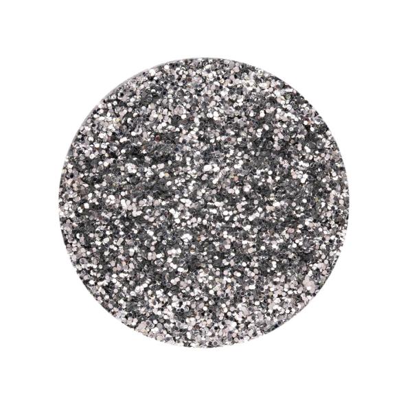 Hochglänzender, sehr feiner Bio-Glitter in einem eleganten Silber-Ton, der Kerzen einen luxuriösen und funkelnden Metallic-Effekt verleiht.