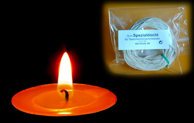 Spezialdocht für Teelichte und Schwimmkerzen 3 m