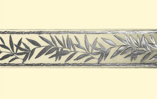 Dekorband Ölzweig, silber auf transparent