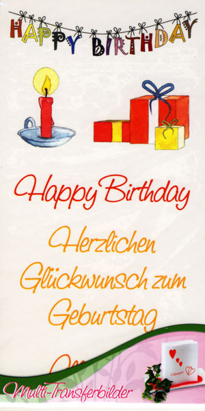 Transferbilder HAPPY BIRTHDAY