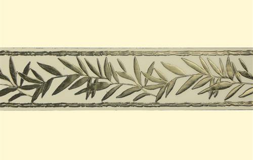 Dekorband Ölzweig, gold auf transparent