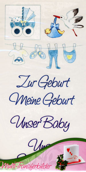 Transferbilder GEBURT hellblau