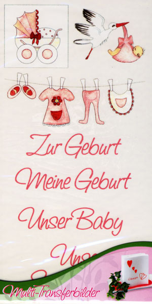 Transferbilder GEBURT rosa